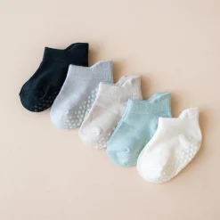 Kyte Baby Ankle Socks Combo 5-Pack in Neutral Neutral: Cloud/Oat/Storm/Sage/Midnight New