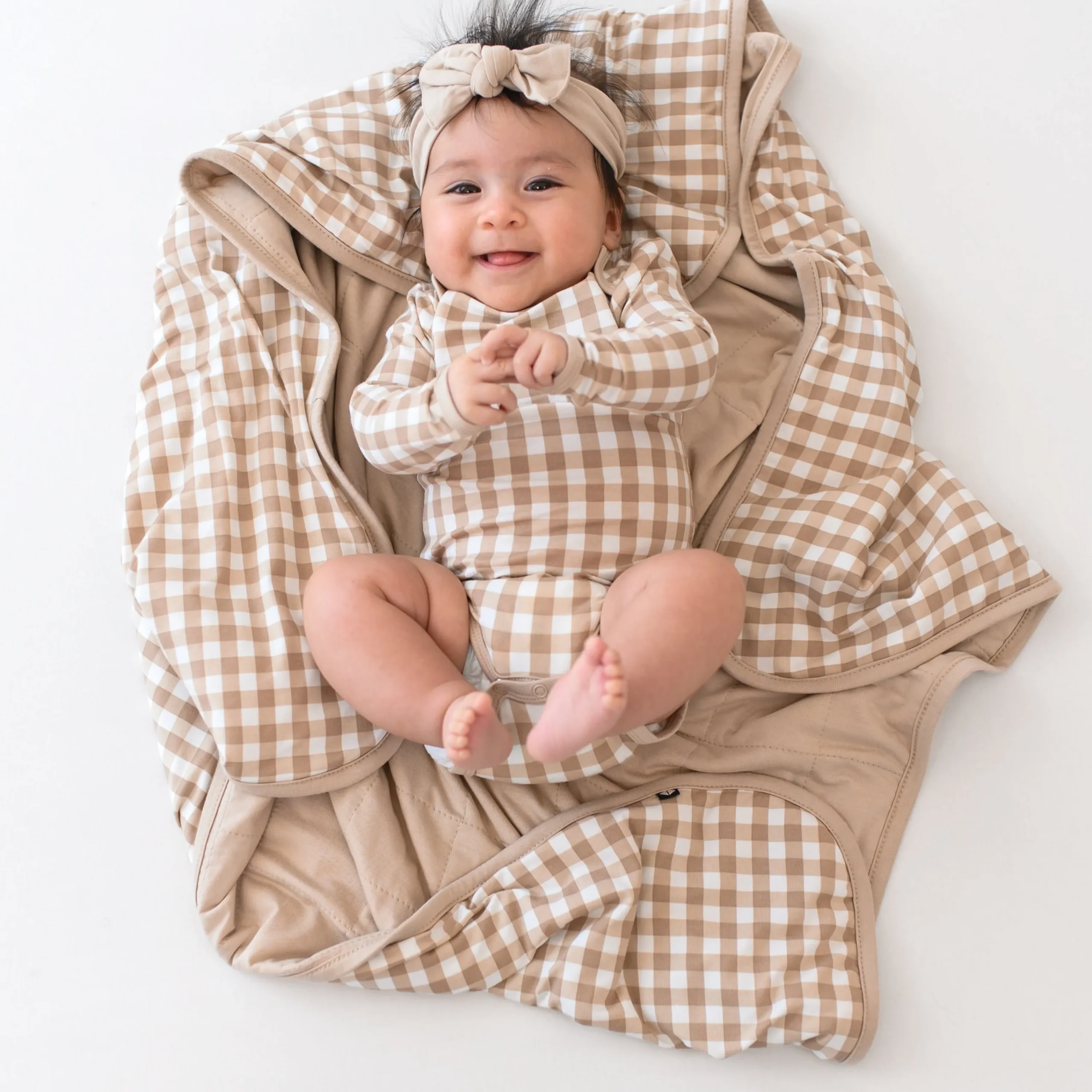 Kyte Baby Baby Blanket in Gingham Bisque