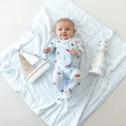 Kyte Baby Baby Blanket in 1.0 Small Mist Stripe Outlet