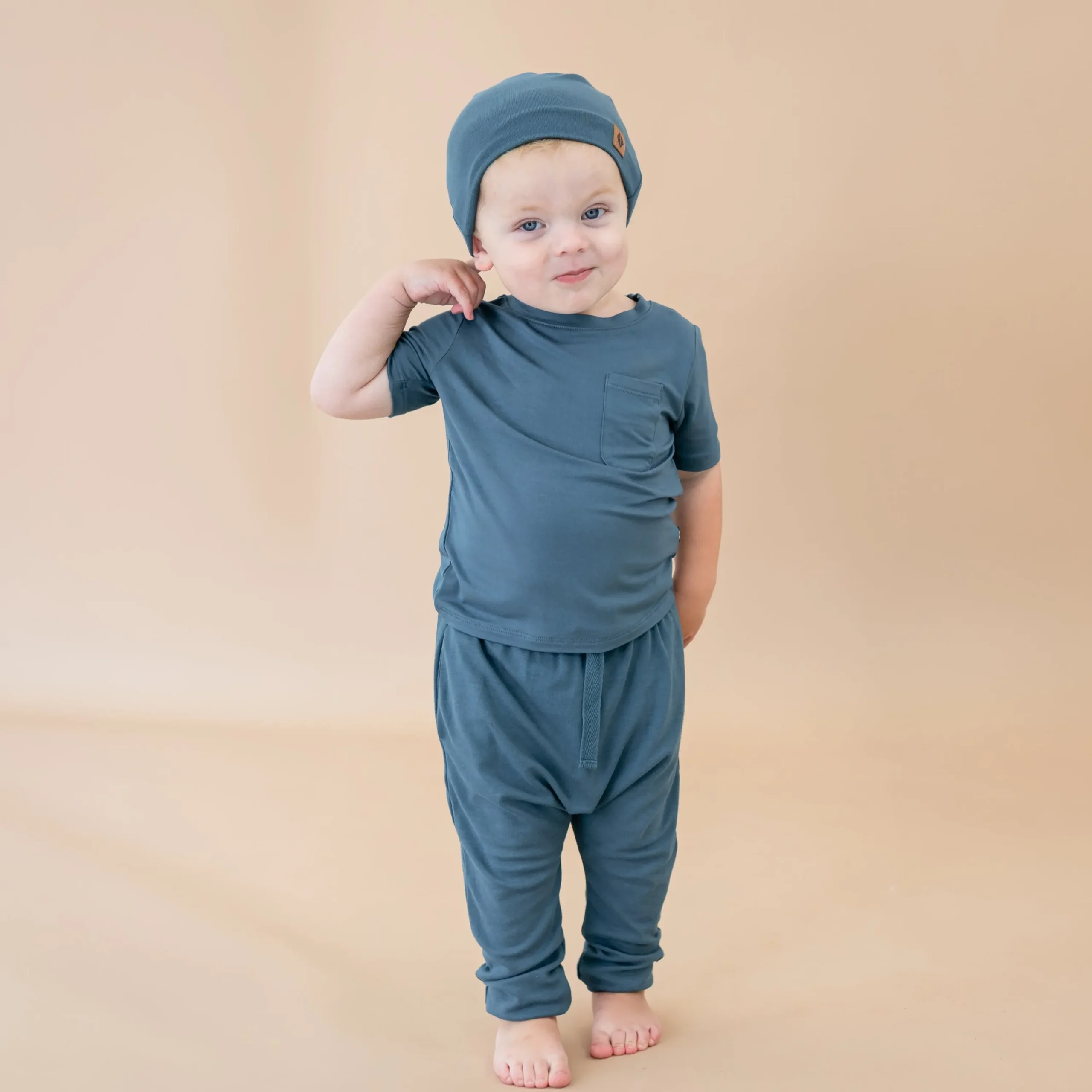 Kyte Baby Bamboo Jersey Harem Pants in Atlantic New