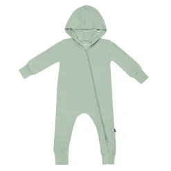 Kyte Baby Bamboo Jersey Hooded Zippered Romper in Thyme Outlet