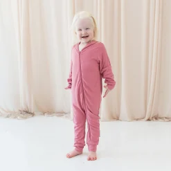 Kyte Baby Bamboo Jersey Hooded Zippered Romper in Apple Blossom Outlet