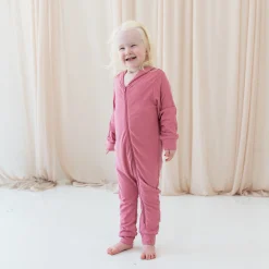 Kyte Baby Bamboo Jersey Hooded Zippered Romper in Apple Blossom Outlet