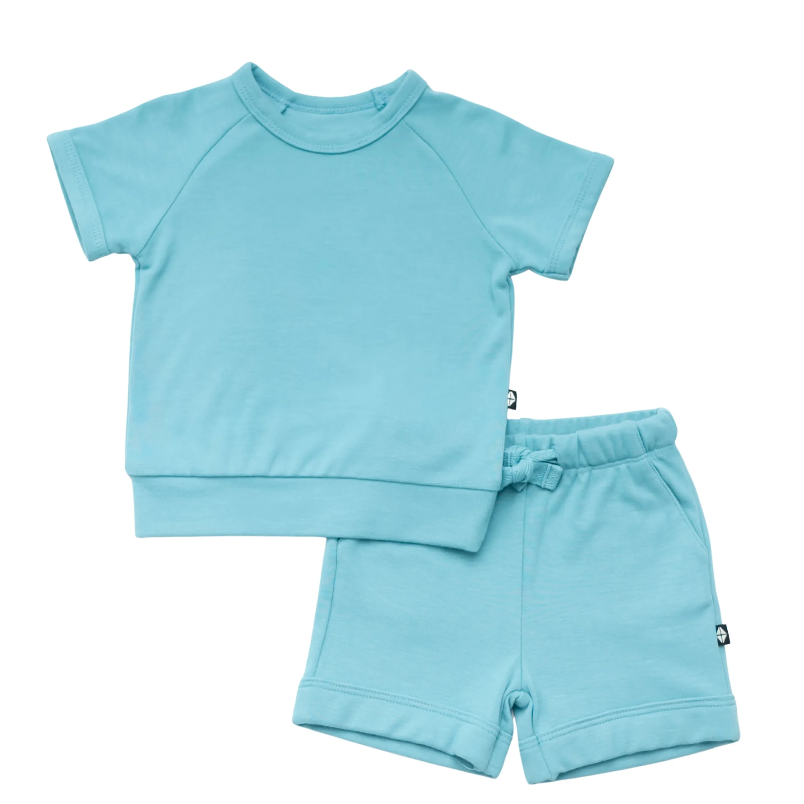 Kyte Baby Bamboo Jersey Short Sleeve Jogger Set in Makai New