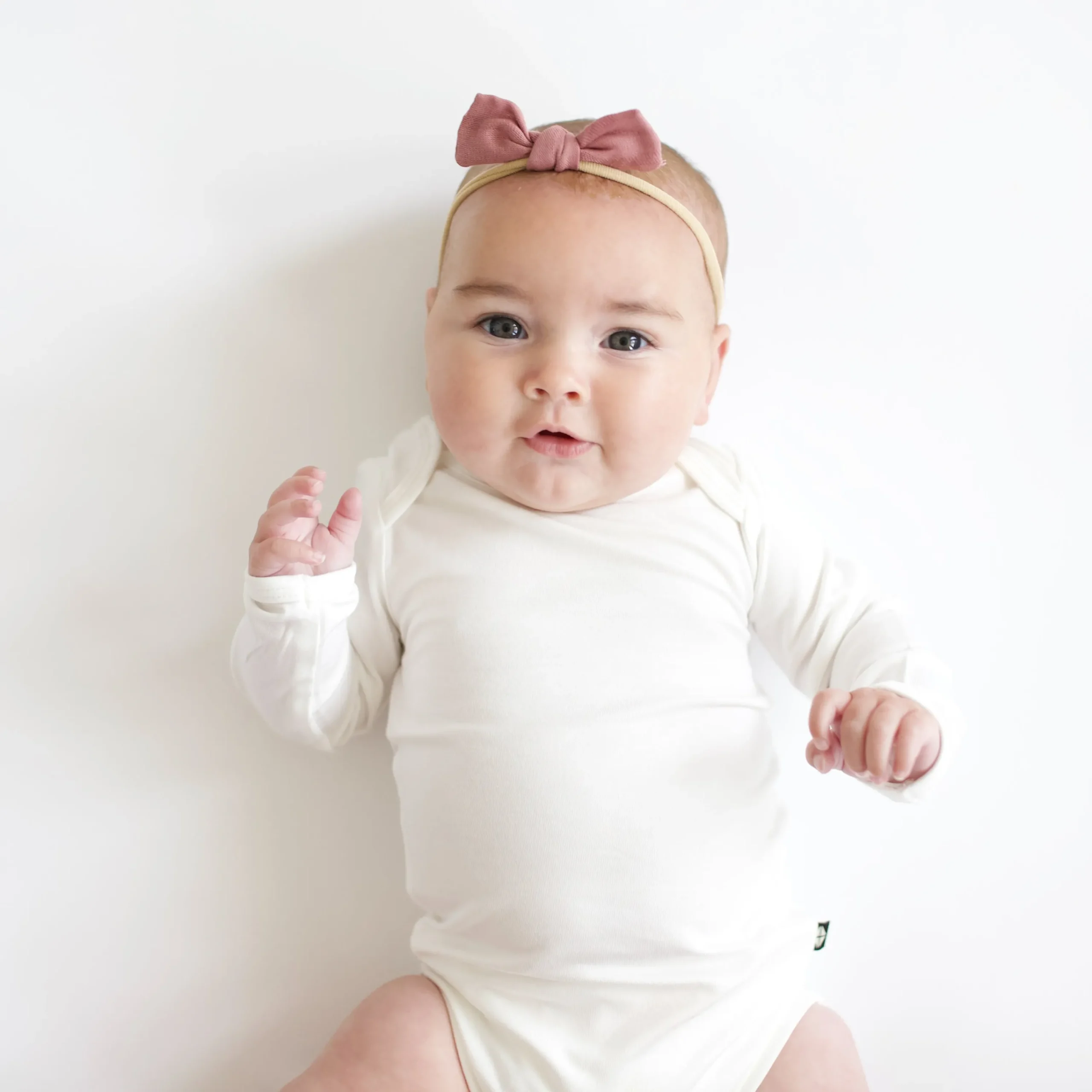 Kyte Baby Bamboo Muslin Tiny Bow in Dusty Rose Hot