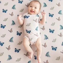 Kyte Baby Bodysuit in Blush Butterfly Clearance