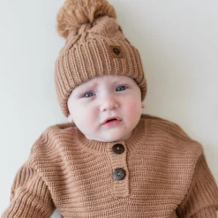 Kyte Baby Chunky Cable Knit Beanie in Latte