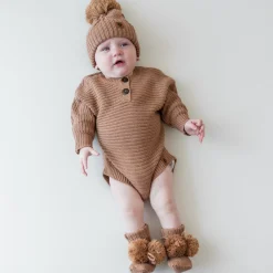 Kyte Baby Chunky Cable Knit Beanie in Latte