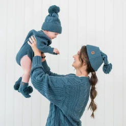 Kyte Baby Chunky Cable Knit Beanie in Atlantic Hot