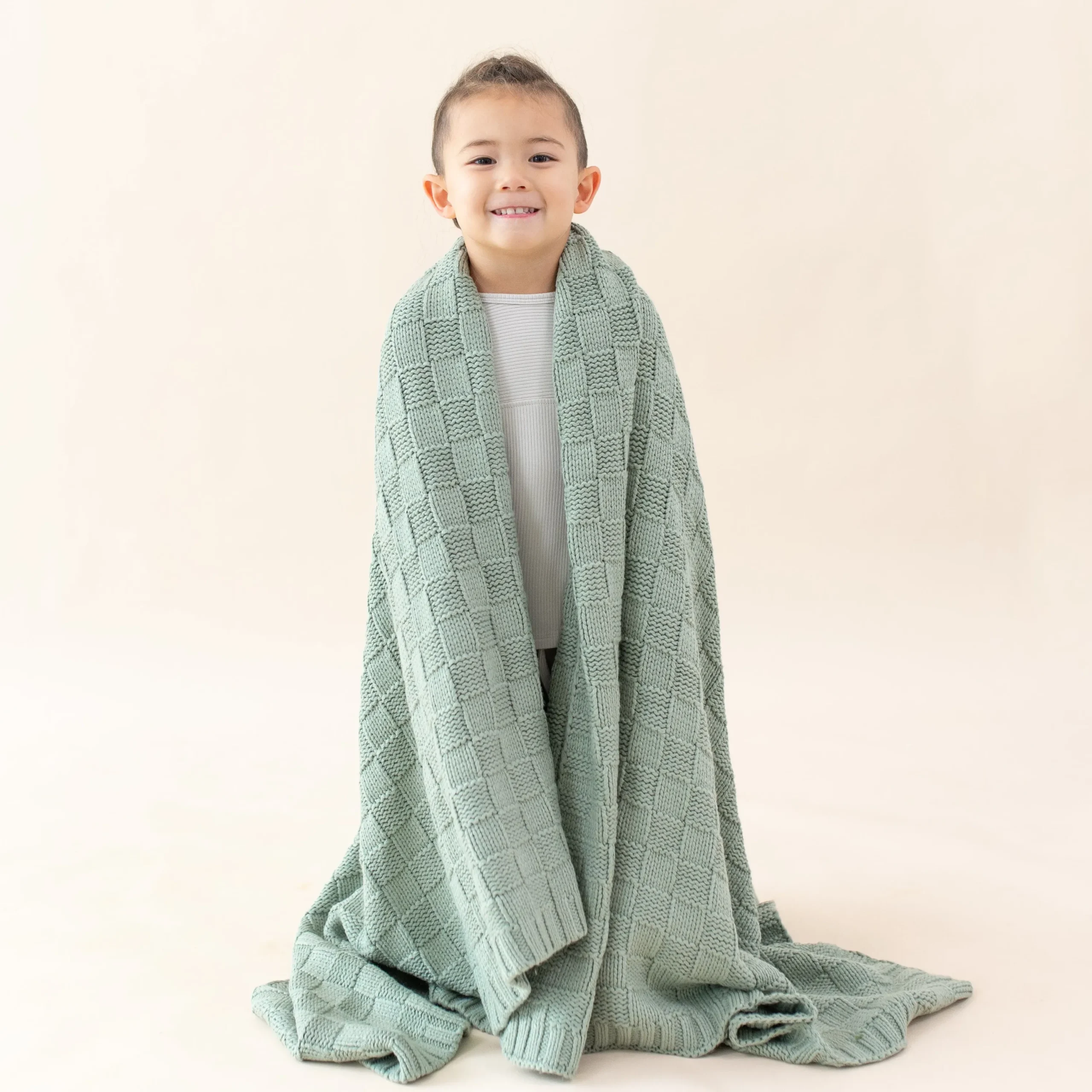 Kyte Baby Chunky Knit Basket Weave Toddler Blanket in Thyme Outlet