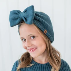 Kyte Baby Chunky Knit Bow Headband in Atlantic Online