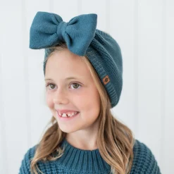 Kyte Baby Chunky Knit Bow Headband in Atlantic Online
