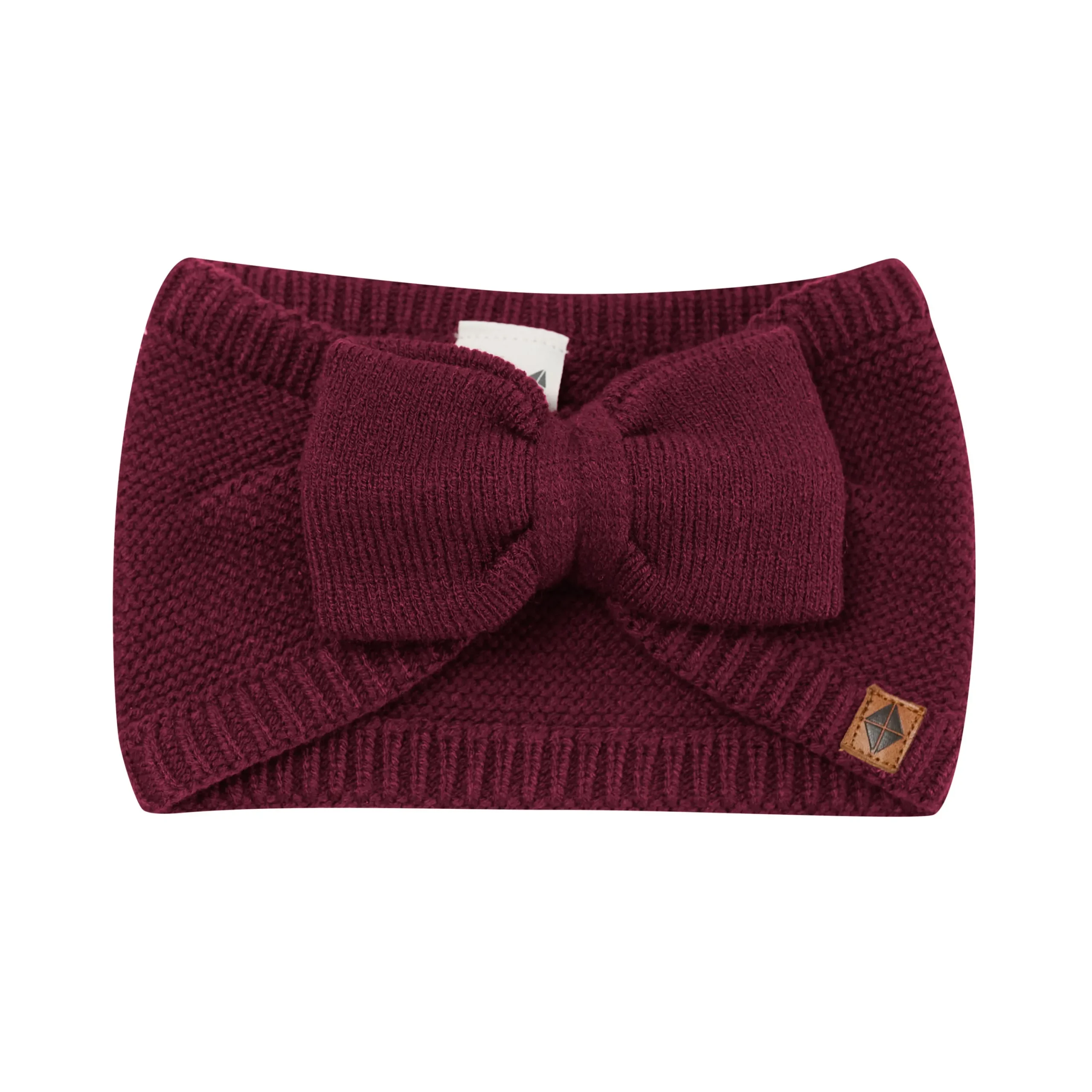 Kyte Baby Chunky Knit Bow Headband in Burgundy Clearance