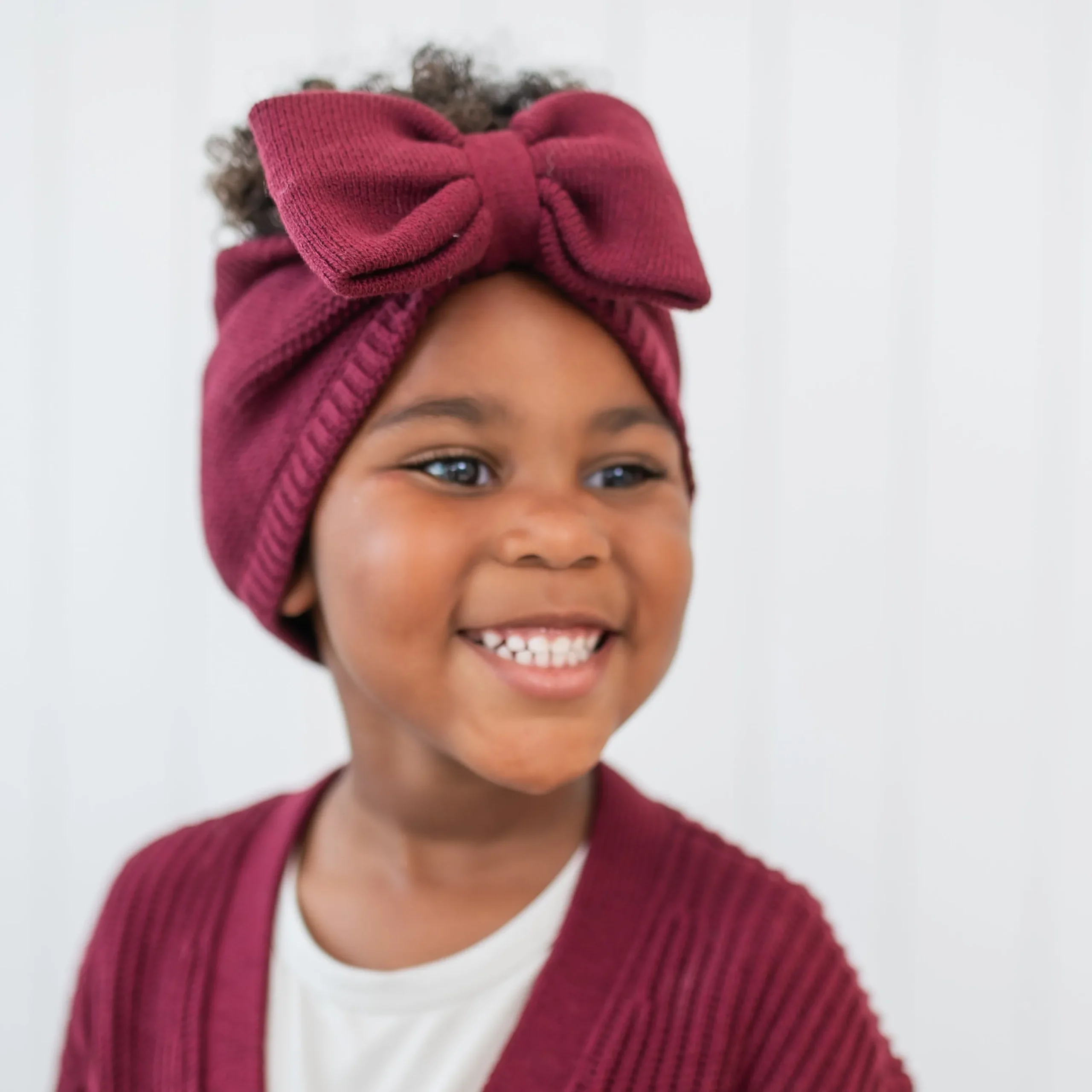 Kyte Baby Chunky Knit Bow Headband in Burgundy Clearance