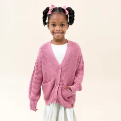 Kyte Baby Chunky Knit Oversized Cardigan in Apple Blossom Sale