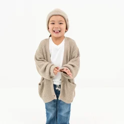Kyte Baby Chunky Knit Oversized Cardigan in Almond Outlet