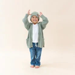 Kyte Baby Chunky Knit Oversized Cardigan in Thyme Hot