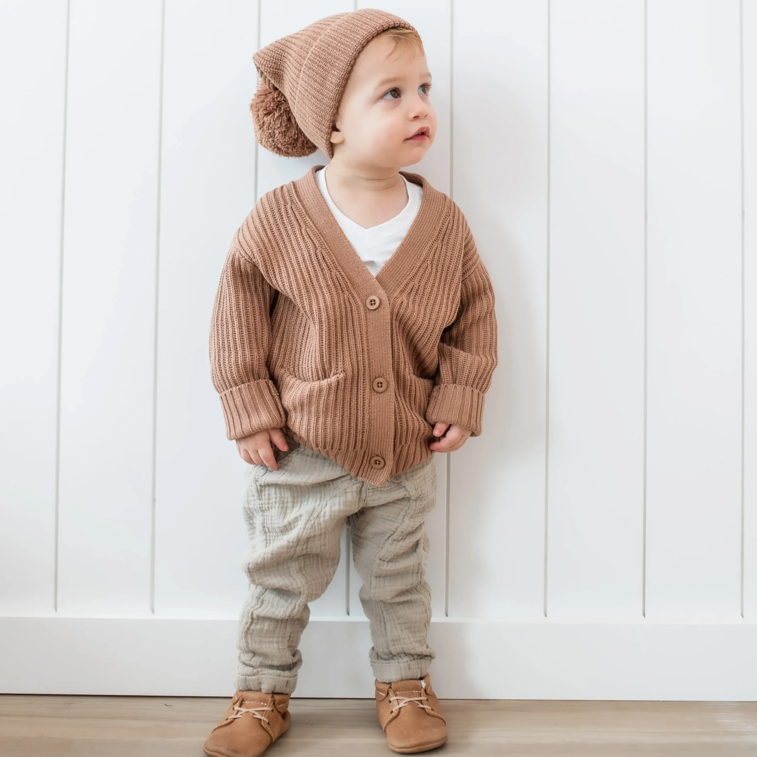 Kyte Baby Chunky Knit Oversized Cardigan in Latte Outlet