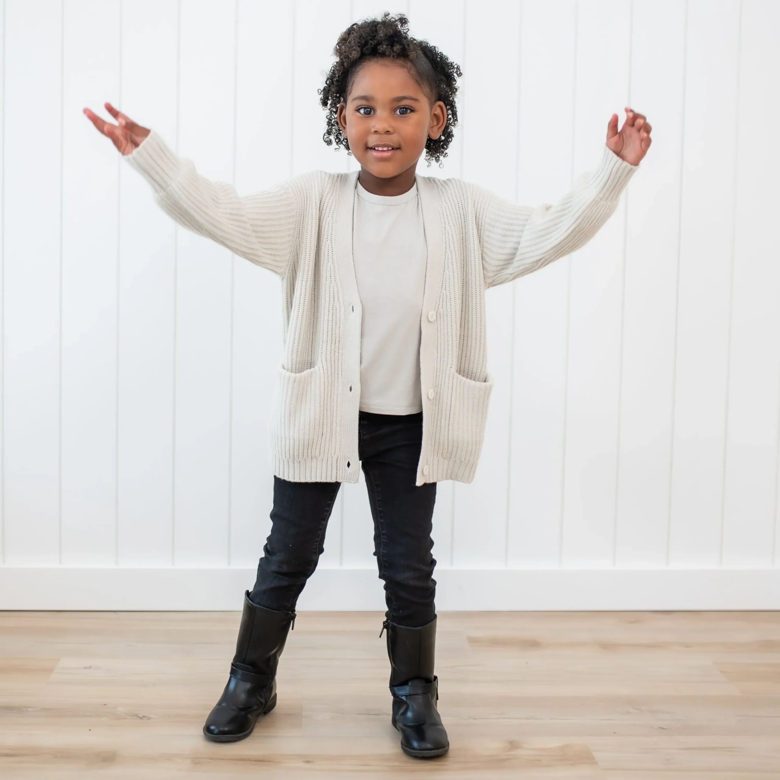Kyte Baby Chunky Knit Oversized Cardigan in Oat Outlet