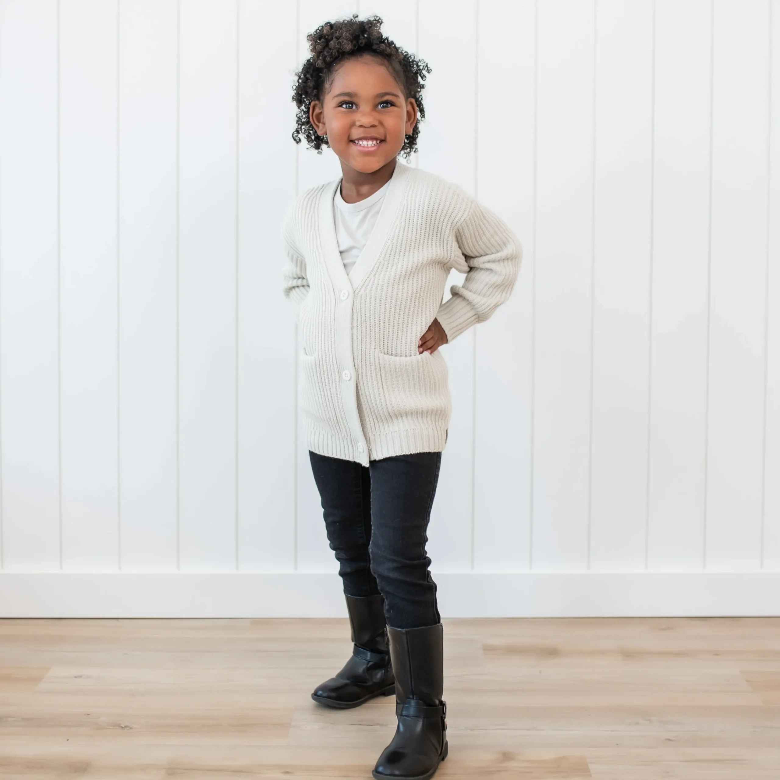 Kyte Baby Chunky Knit Oversized Cardigan in Oat Outlet