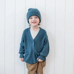 Kyte Baby Chunky Knit Oversized Cardigan in Atlantic Hot