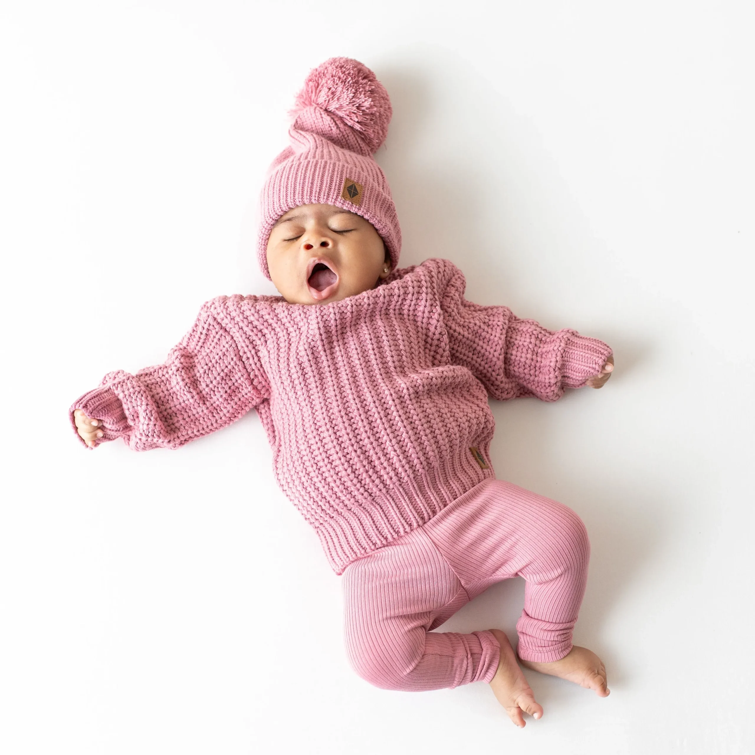 Kyte Baby Chunky Knit Pom Beanie in Apple Blossom Sale