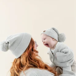 Kyte Baby Chunky Knit Pom Beanie in Oat Best