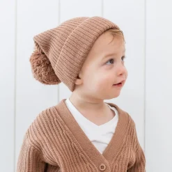 Kyte Baby Chunky Knit Pom Beanie in Latte Best