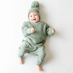Kyte Baby Chunky Knit Pom Beanie in Thyme