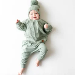Kyte Baby Chunky Knit Pom Beanie in Thyme