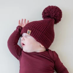 Kyte Baby Chunky Knit Pom Beanie in Burgundy Best
