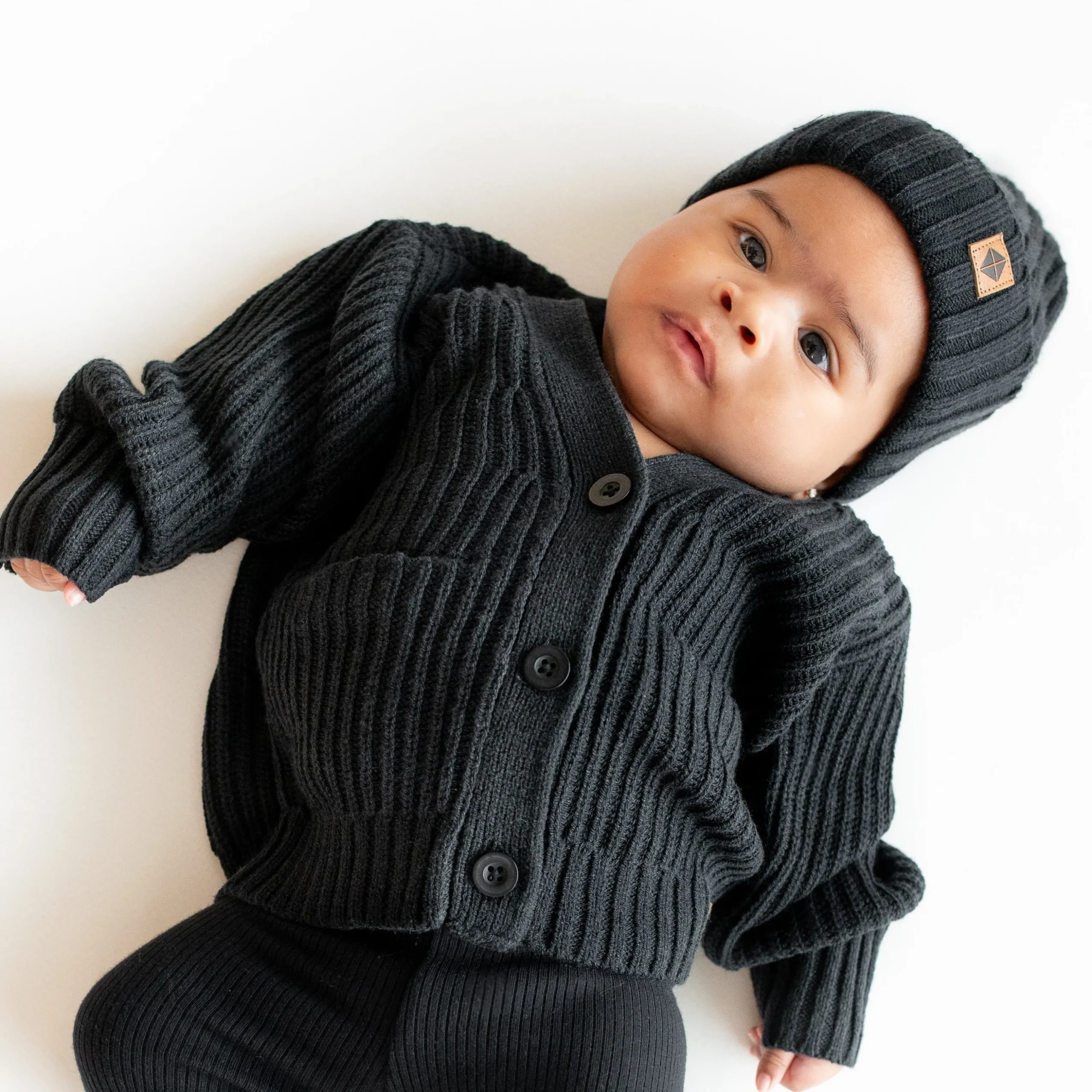 Kyte Baby Chunky Knit Ribbed Beanie in Midnight Sale