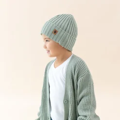 Kyte Baby Chunky Knit Ribbed Beanie in Thyme Hot