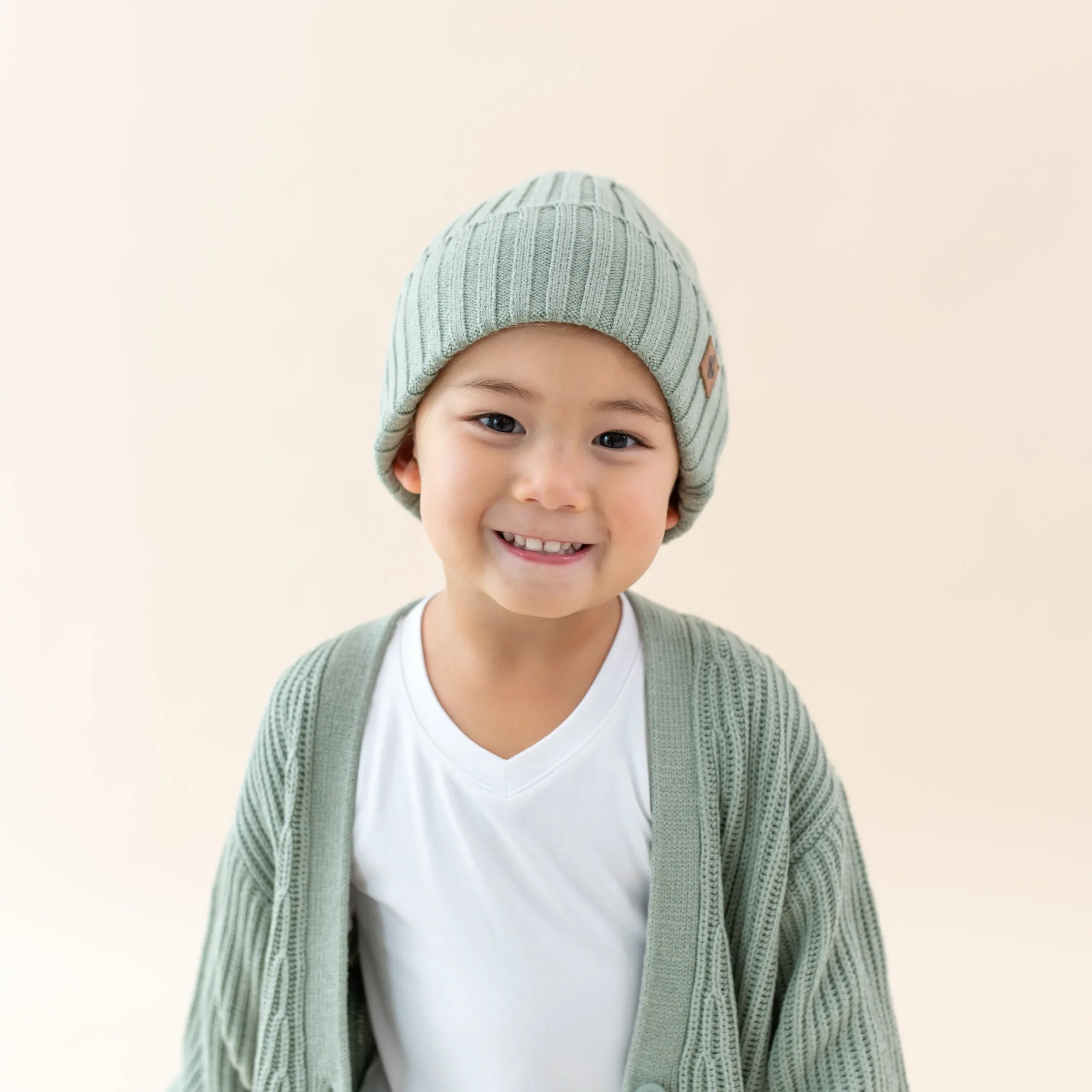 Kyte Baby Chunky Knit Ribbed Beanie in Thyme Hot