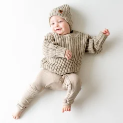 Kyte Baby Chunky Knit Ribbed Beanie in Almond Discount