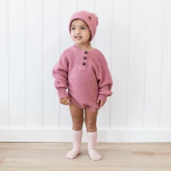 Kyte Baby Chunky Knit Romper in Apple Blossom Online