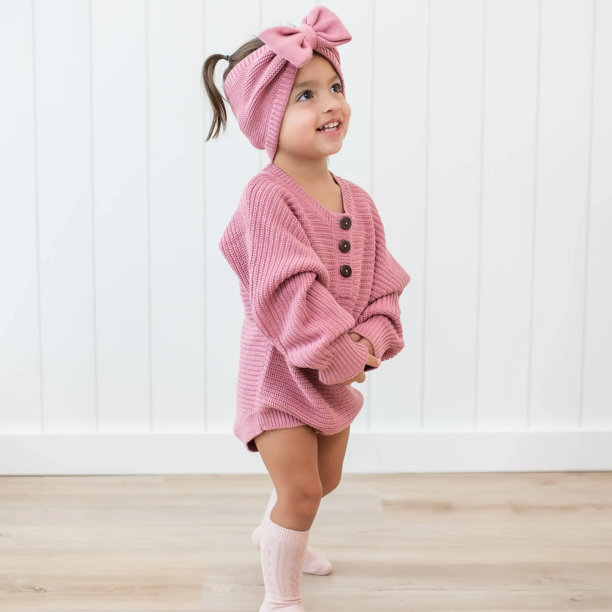 Kyte Baby Chunky Knit Romper in Apple Blossom Online