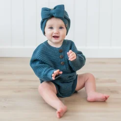 Kyte Baby Chunky Knit Romper in Atlantic New