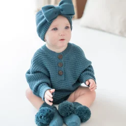 Kyte Baby Chunky Knit Romper in Atlantic New