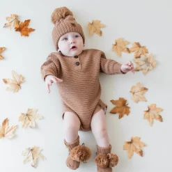 Kyte Baby Chunky Knit Romper in Latte New