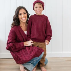 Kyte Baby Chunky Knit Sweater in Burgundy Sale