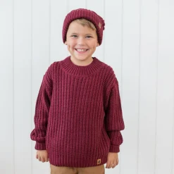 Kyte Baby Chunky Knit Sweater in Burgundy Sale