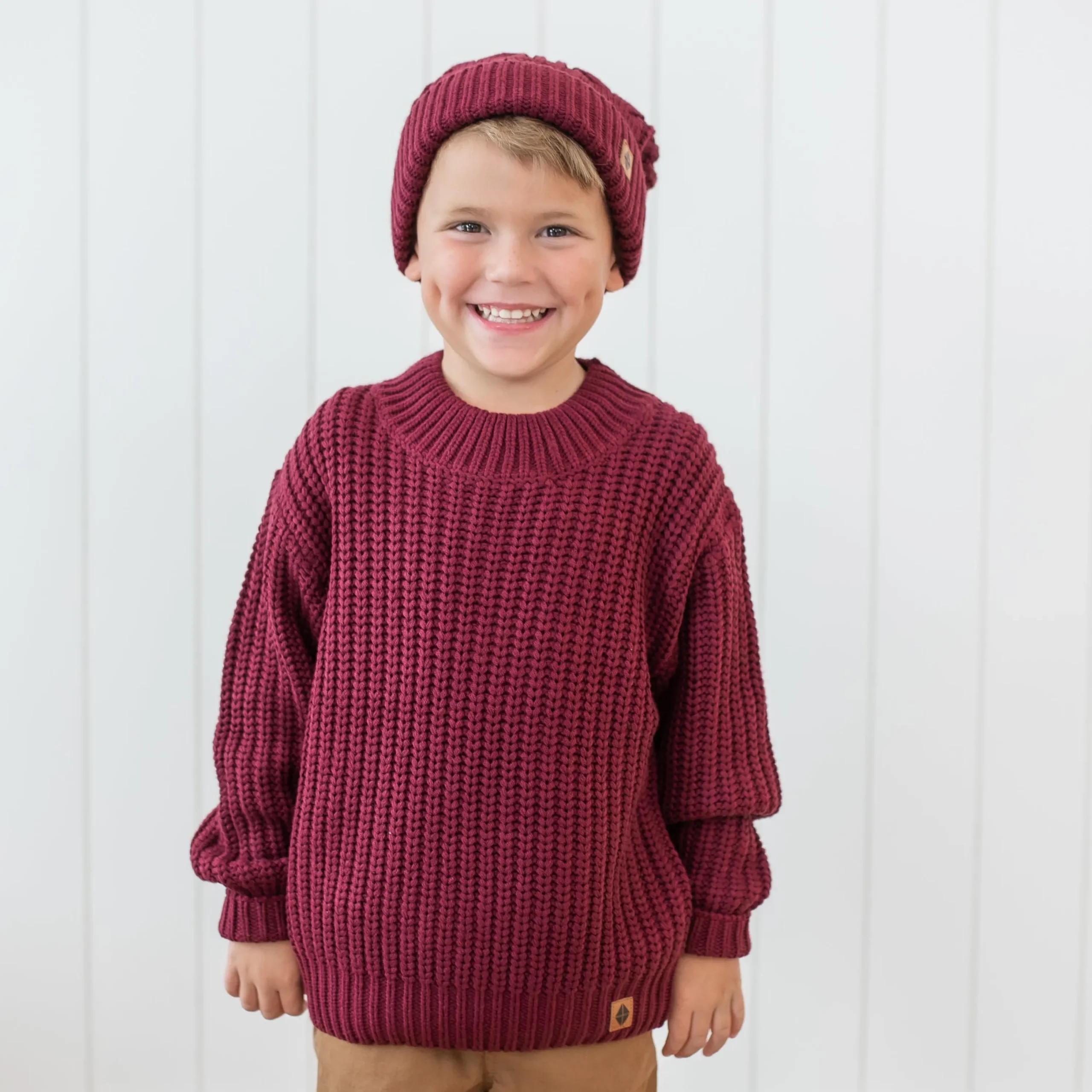 Kyte Baby Chunky Knit Sweater in Burgundy Sale