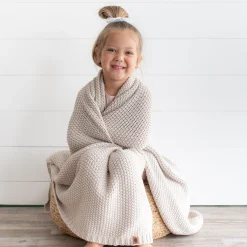 Kyte Baby Chunky Knit Toddler Blanket in Oat New