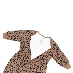 Kyte Baby Cozy Playsuit in Latte Leopard Clearance