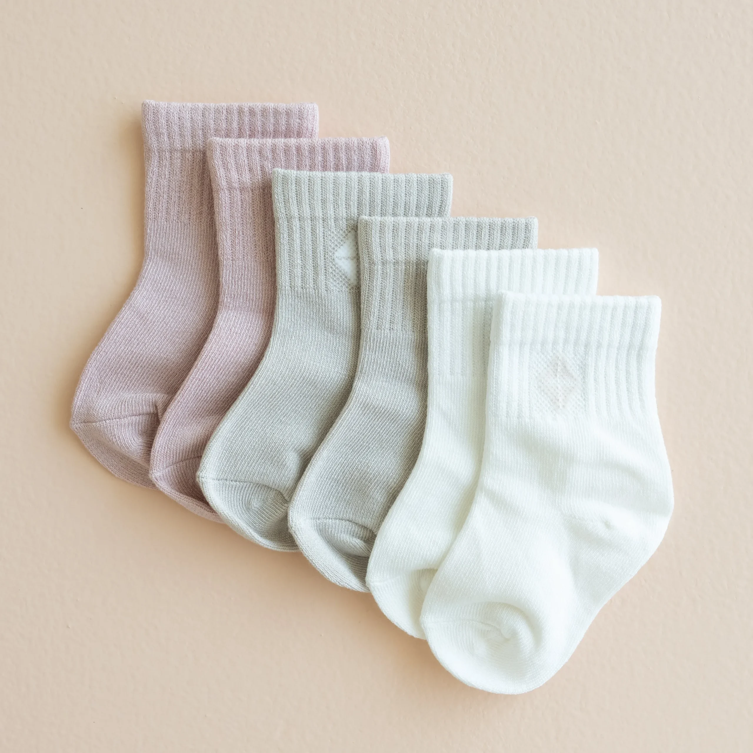 Kyte Baby Crew Socks Combo 3-Pack in Pastel Pastel: Oat/Cloud/Blush Outlet