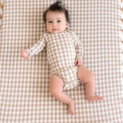 Kyte Baby Crib Sheet in Gingham Bisque Online