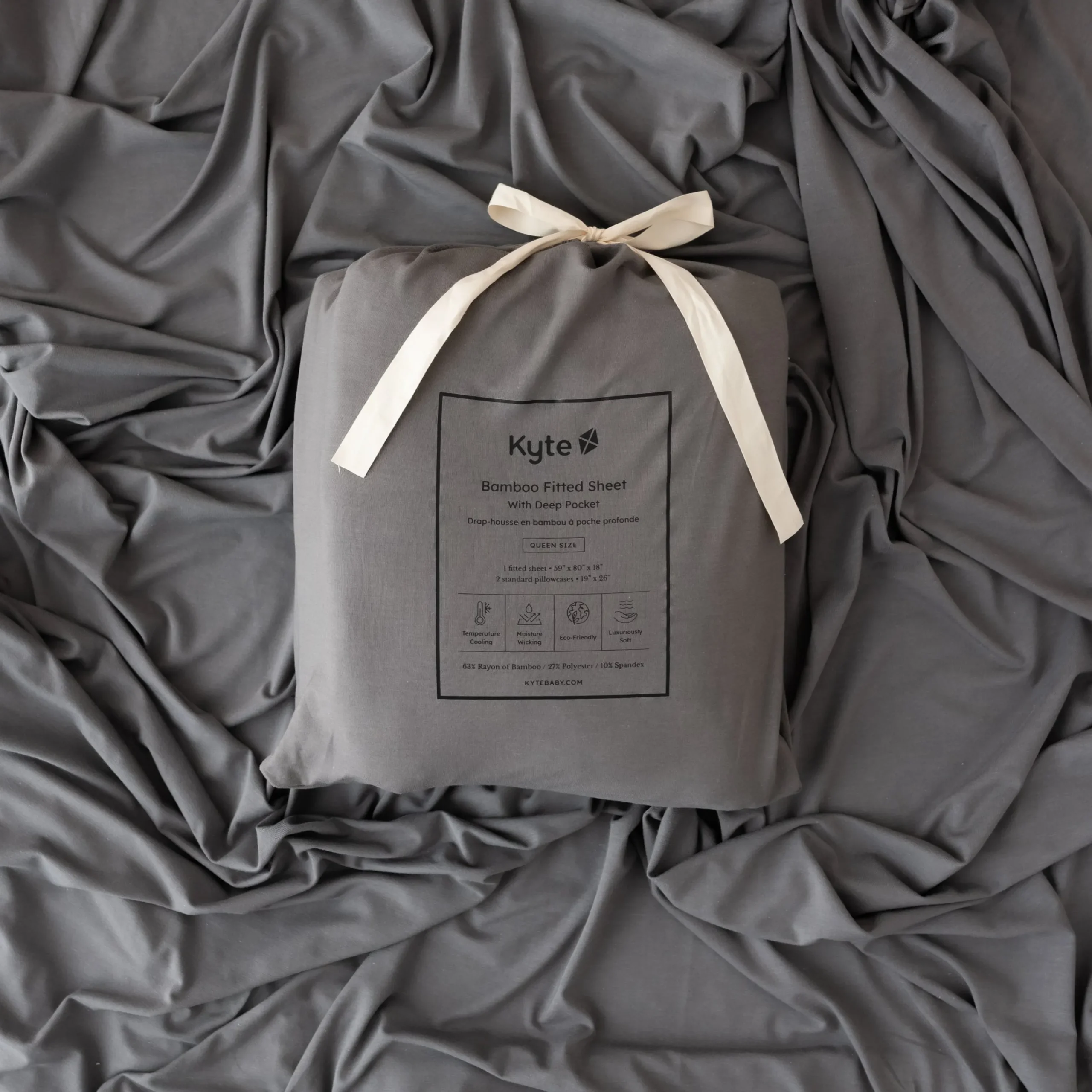 Kyte Baby Fitted Sheet with Pillowcases in Charcoal Outlet