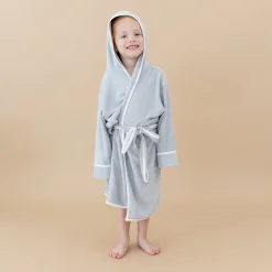 Kyte Baby Hooded Bath Robe in Storm with Cloud Trim Best