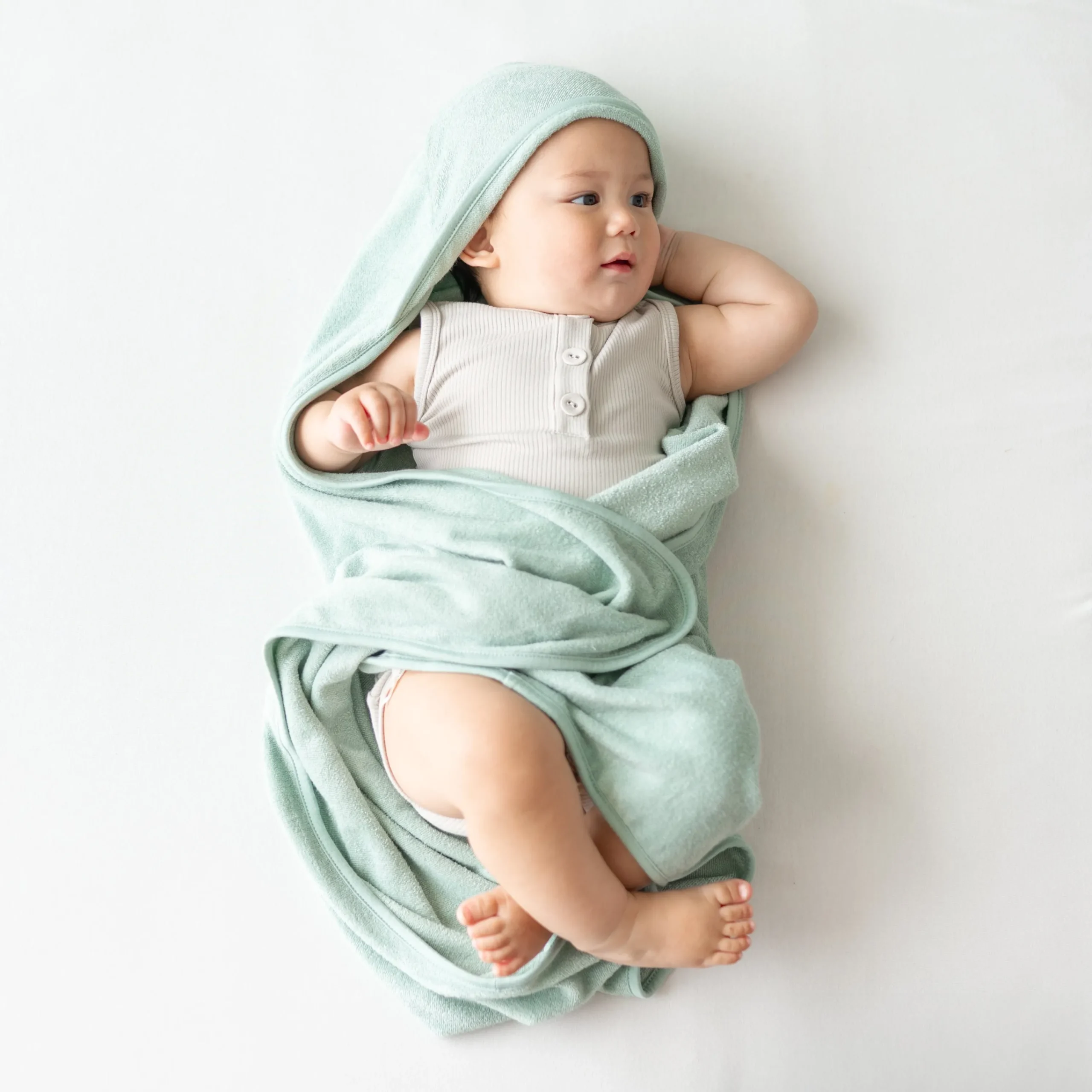 Kyte Baby Hooded Bath Towel in Sage Hot